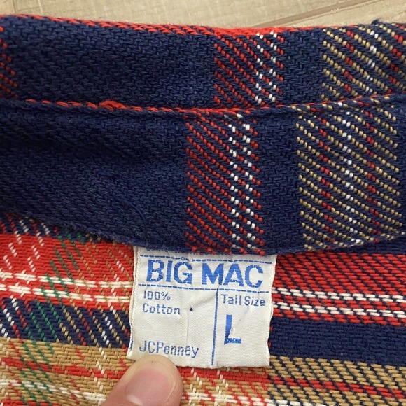 UNIQUE Vintage JCPenney Big Mac Captain America Flannel Shirt Mens L USA Made - Picture 13 of 14